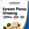 Nutricost Korean Red Ginseng Capsules 500 MG 240 Count 120 Ser
