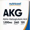 Nutricost AKG Capsules 500mg 240 Count 1000mg 120 Ser