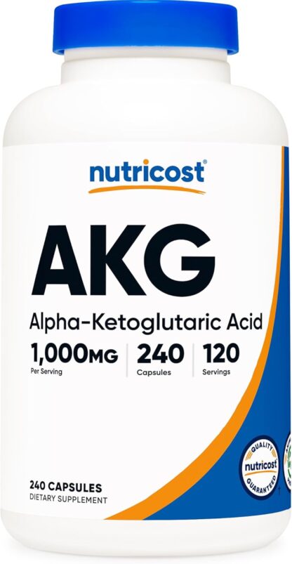 Nutricost AKG Capsules 500mg 240 Count 1000mg 120 Ser