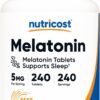 Nutricost Melatonin 5mg Tablet Fast Dissolve Berry 240 Count 240 Ser