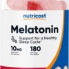 Nutricost Melatonin Gummies 10mg 180 Count 180 Ser Strawberry