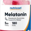 Nutricost Melatonin Gummies 5mg 180 Count 180 Ser Strawberry