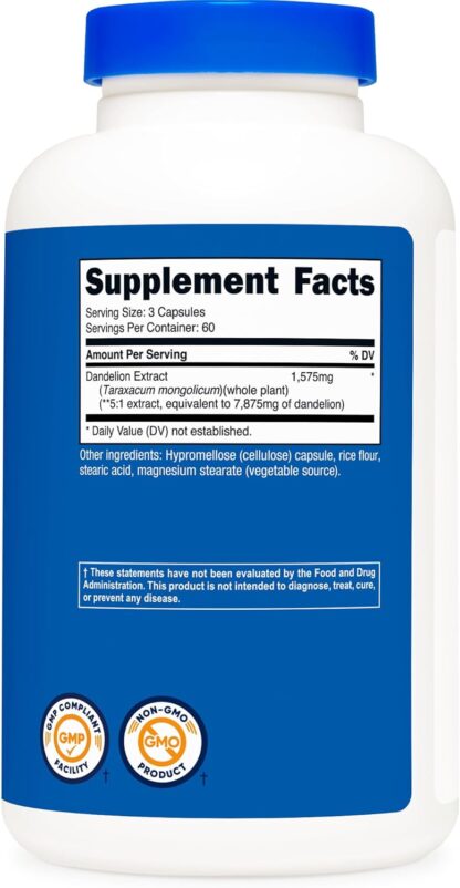 Nutricost Dandelion Root Extract 1575mg 60 Ser - Image 2