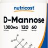 Nutricost D-Mannose 500mg 120 Count 1000mg 60 Ser