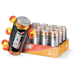 REDCON1 Energy Drink 16 fl oz Sour Peach Rings Sin azúcar - 200 mg de cafeína-12 latas por caja