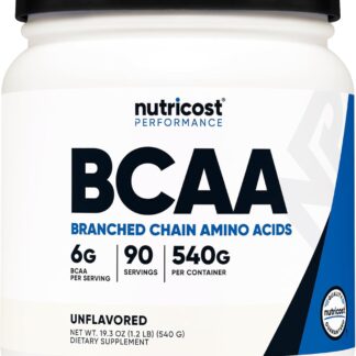 Nutricost BCAA Unflavored Powder 540gr 90serv 6gr BCAA per serv