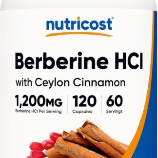 Nutricost Berberine HCl with Ceylon Cinnamon 1200mg 120 Capsules 60 Servings