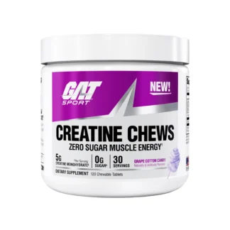 GAT Sport Creatine Chews Grape Cotton Candy 120 chewable tablets 30 serv