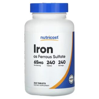 Nutricost Iron as Ferrous Sulfate Tablets 65mg 240 tablets