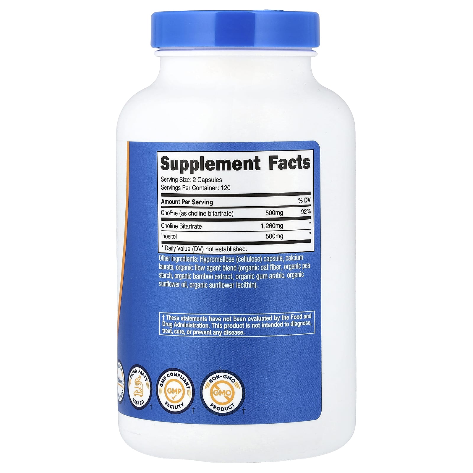 Nutricost Choline (500 MG) & Inositol (500 MG) Capsules(240 Capsules) -120 SER - Imagen 2