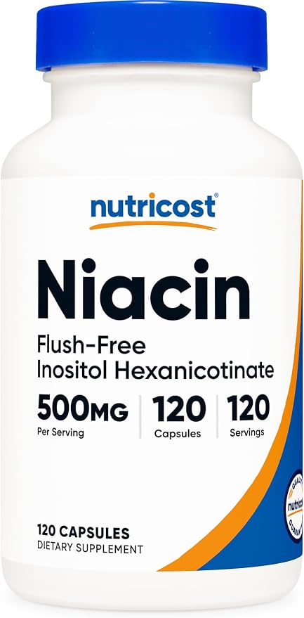 Nutricost Niacin (Flush-Free) Inositol Hexanicotinate 500mg, 120 Capsules - Vitamin B3 -120 SER