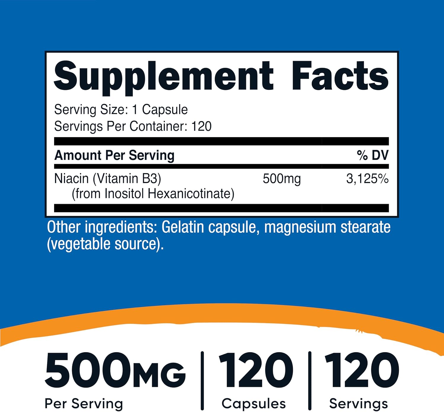 Nutricost Niacin (Flush-Free) Inositol Hexanicotinate 500mg, 120 Capsules - Vitamin B3 -120 SER - Imagen 2