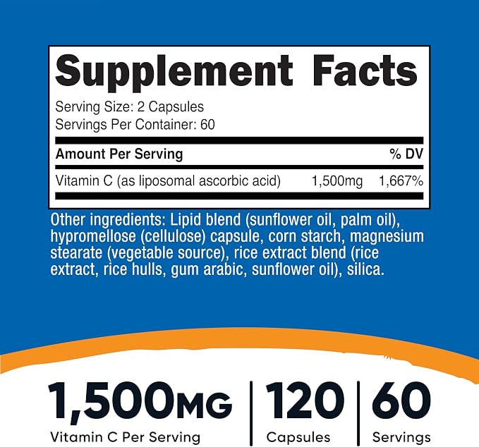 Nutricost - Liposomal Vitamin C - 120caps - 60serv - Imagen 2