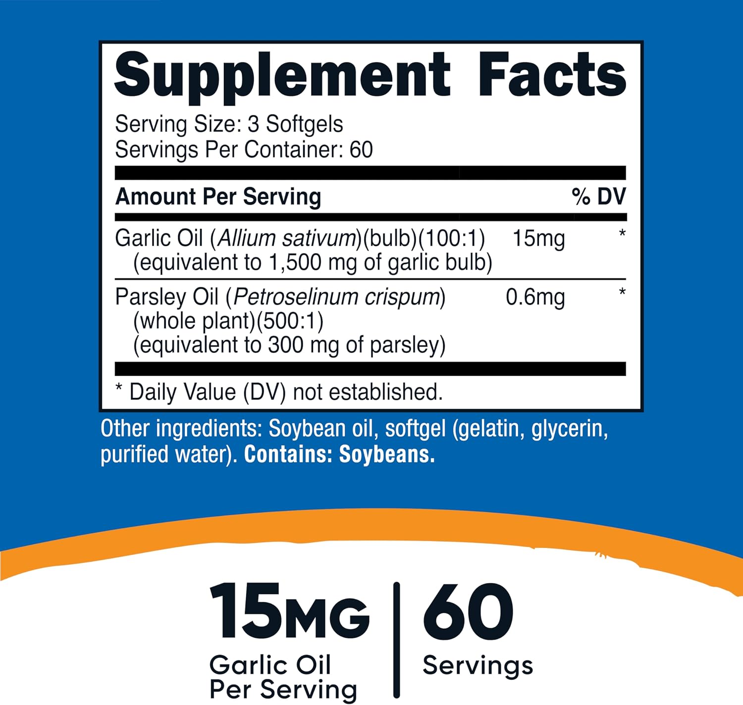 Nutricost - Garlic and Parsley Softgels - 180ct - 60serv - Imagen 2