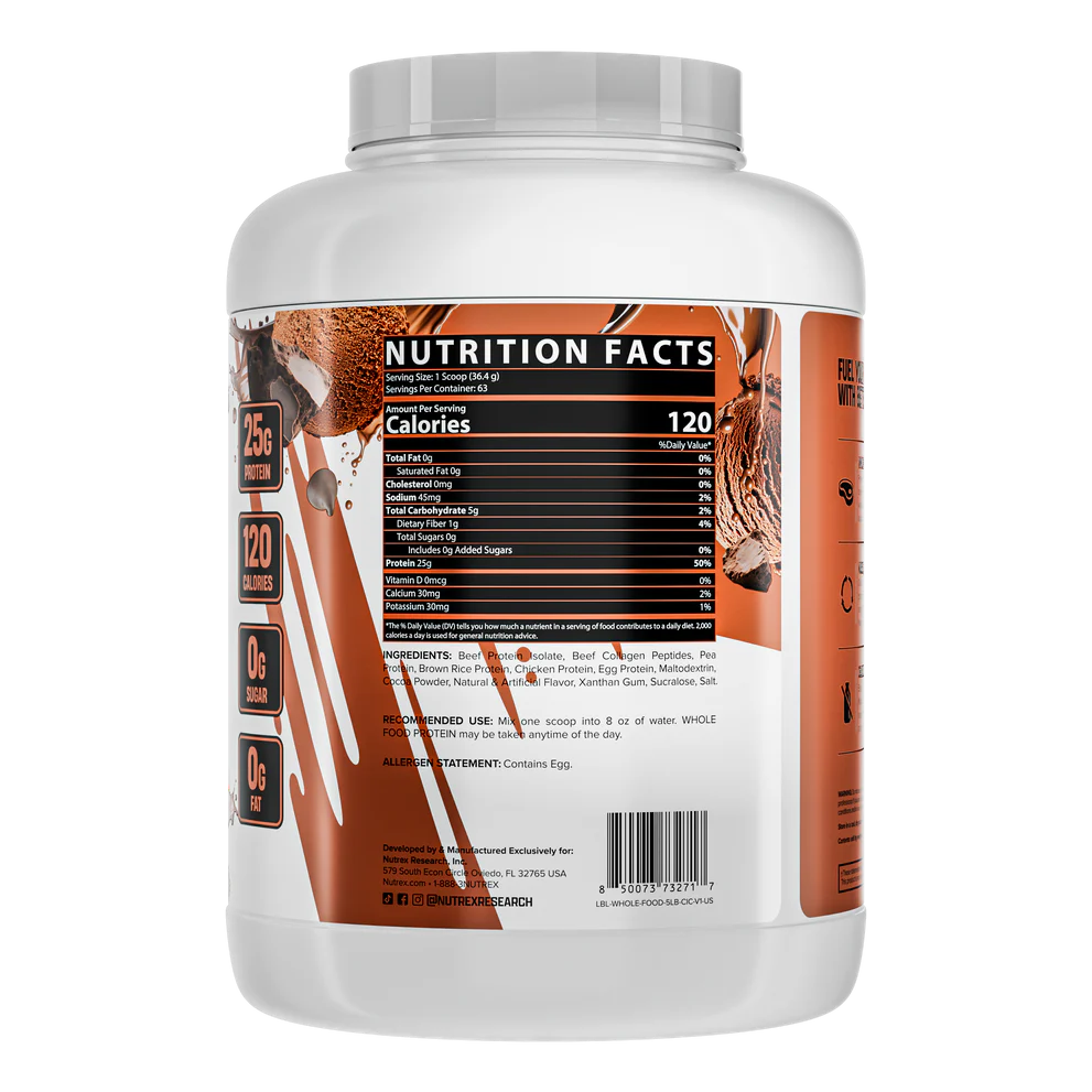 Nutrex - Whole Food Protein - Chocolate Ice Cream - 5lb - 63srv - Imagen 2