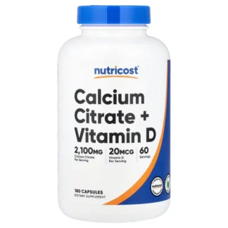 Nutricost Calcium Citrate and Vitamin D  2100mg 180 Caps 20mcg of Vitamin D 60 Ser