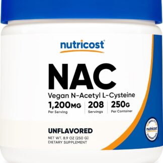 Nutricost N-Acetyl L-Cysteine (NAC) Powder 250 Grams 1200mg 208 Ser