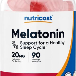 Nutricost Melatonin Gummies 20mg 180 Count 180 Ser Strawberry