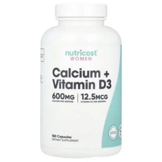 Nutricost Calcium 600mg and Vitamin D3 12.5mcg for Women 180 Caps 60 Ser